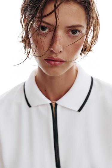 PLEATED CONTRAST MIDI DRESS - White by Zara - Image 2