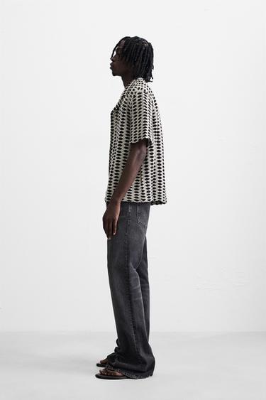 CHEMISE JACQUARD CONTRASTÉE - Écru de Zara - Image 3