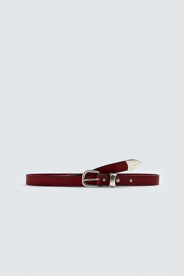 КОЖАНЫЙ РЕМЕНЬ В ВИНТАЖНОМ СТИЛЕ — КРАСНЫЙ от Zara