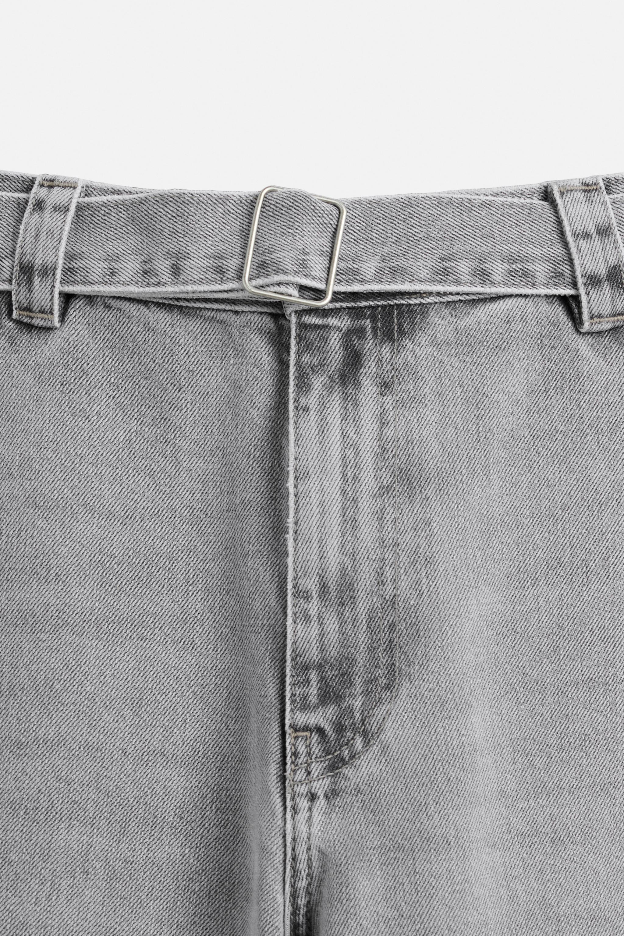 BELTED RELAXED FIT JEANS - Gray | ZARA United States