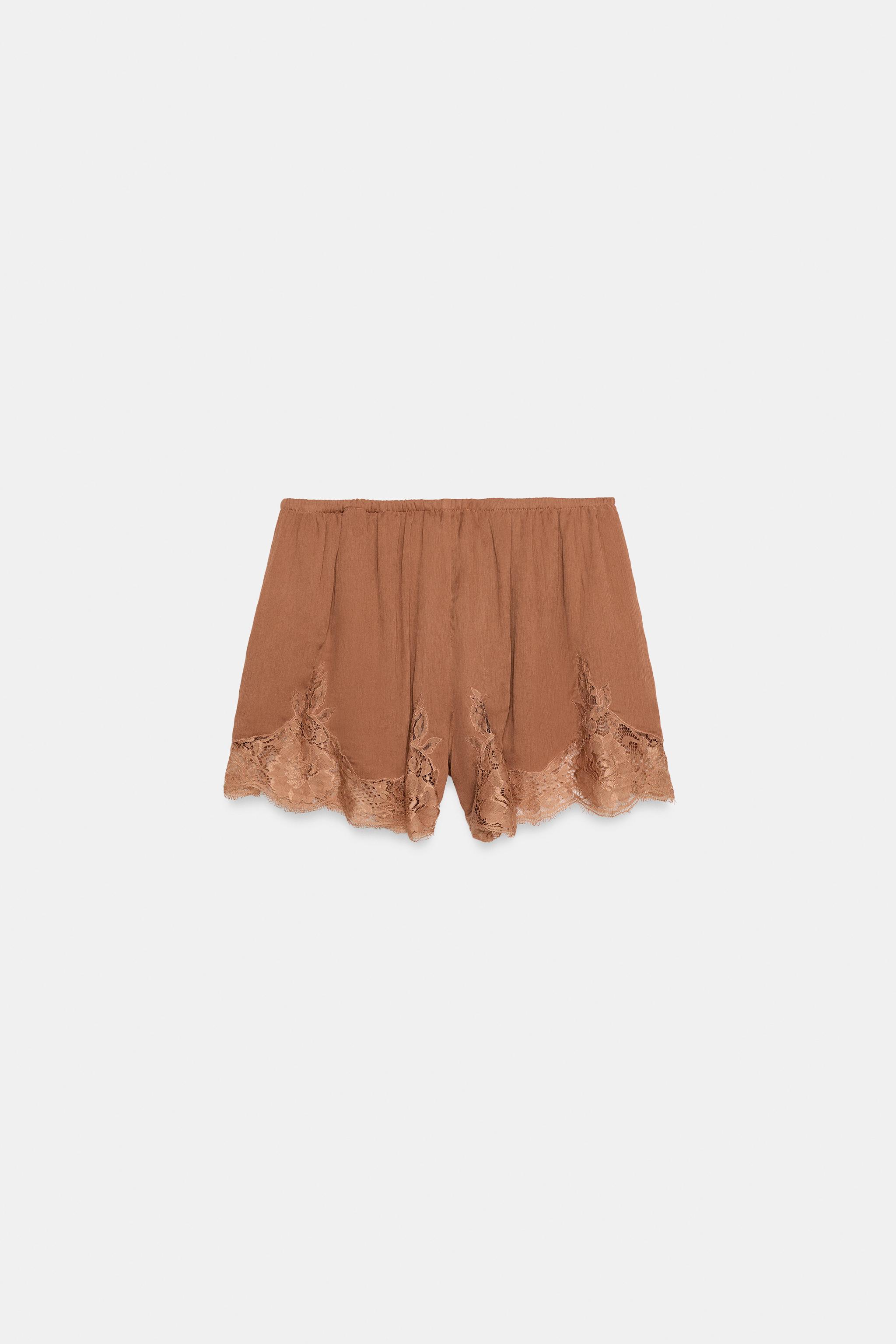 ZW COLLECTION LACE SHORTS - Brick | ZARA United Kingdom