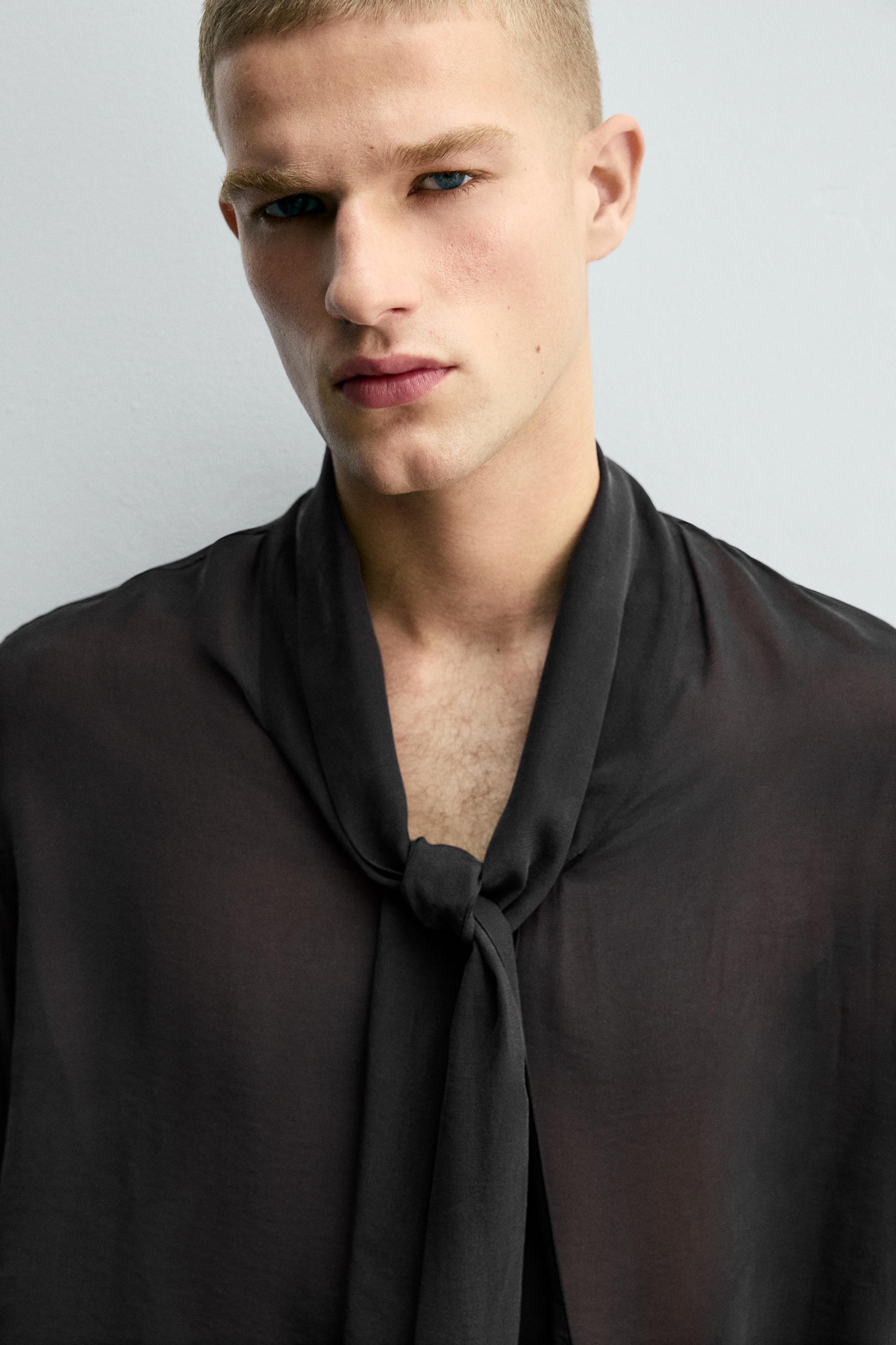 SEMI-SHEER BOW SHIRT