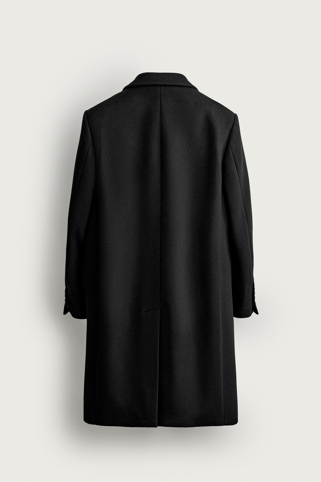 MANTECO® WOOL-BLEND DOUBLE-BREASTED COAT — Black