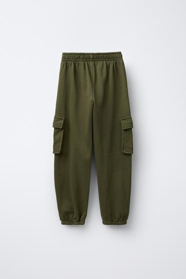 RUBBER LABEL SWEATSHIRT AND CARGO JOGGERS SET - Khaki by Zara - Image 4