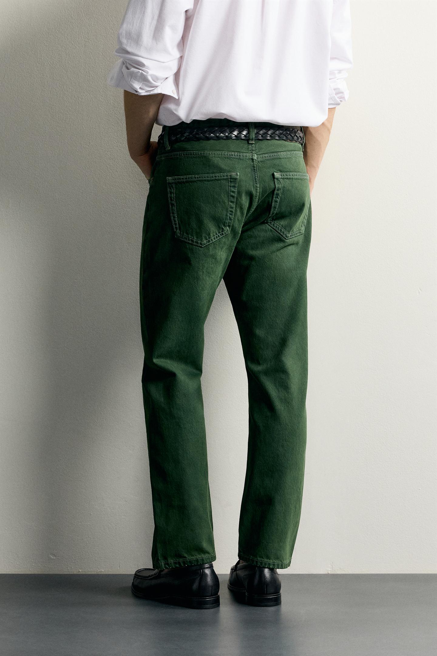 Мужские джинсы Zara Regular Fit, цвет: Зелёный — фото 3