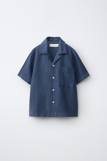 CAMISA CON LINO - Azul de Zara - Imagen 0