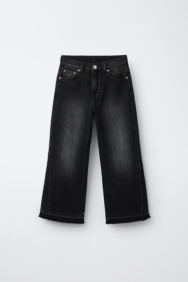 FLARE JEANS WITH FRAYED HEM - Black by Zara