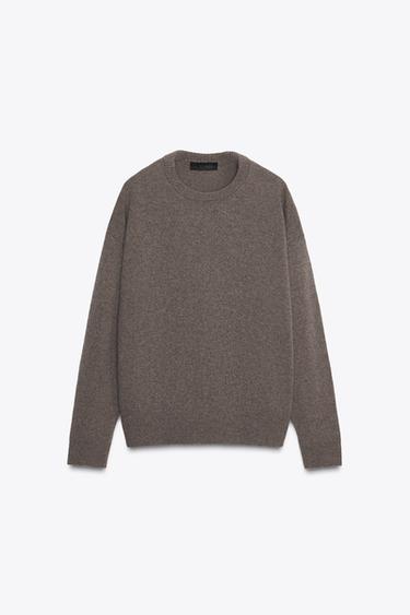 CASHMERE AND WOOL LONG SLEEVE SWEATER - Brown / Taupe by Zara