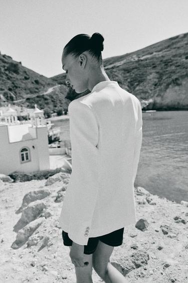 VESTE AJUSTÉE SANS REVERS - Écru de Zara