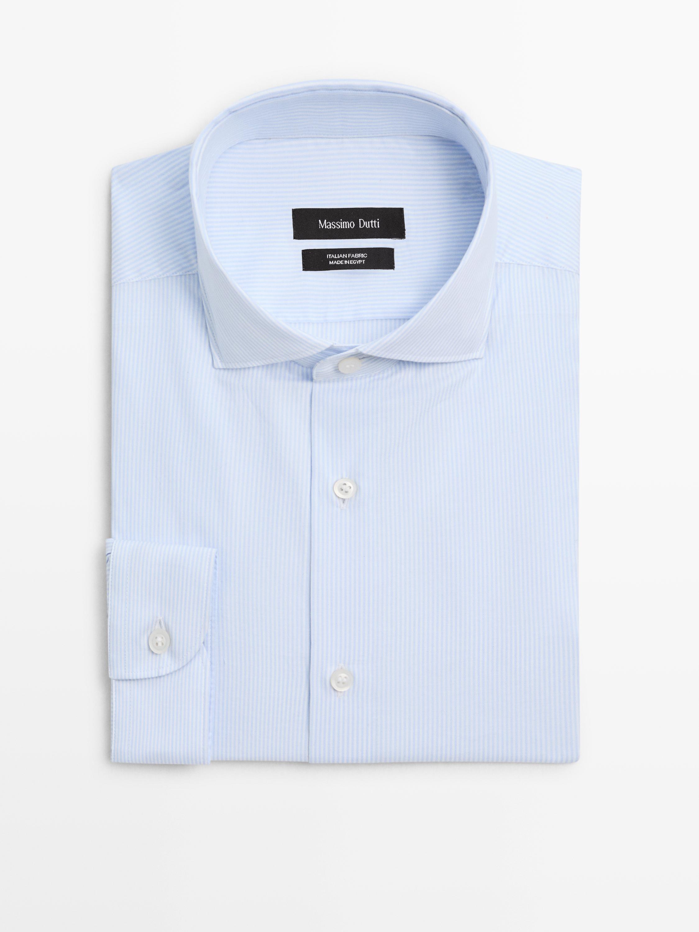 Slim fit striped 100% cotton shirt