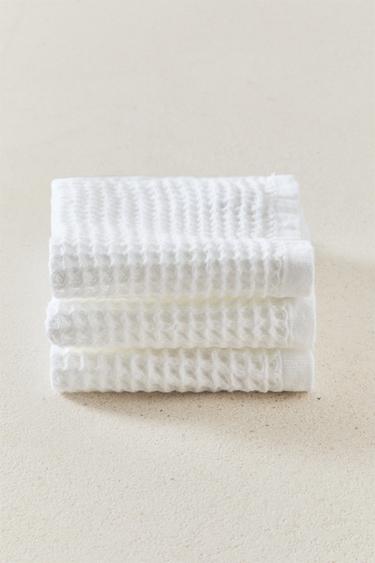 WAFFLE-KNIT COTTON HAND TOWEL (PACK OF 3) - White by Zara