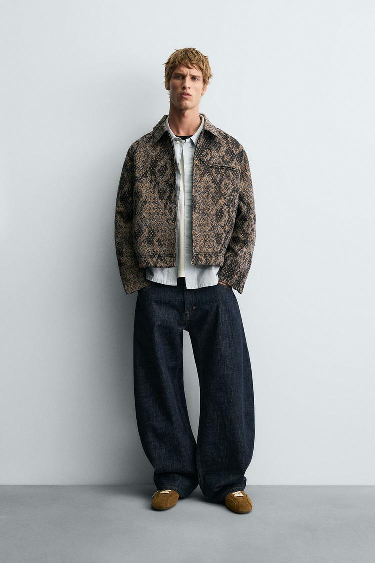 JACQUARD TEXTURED JACKET Printed ZARA India