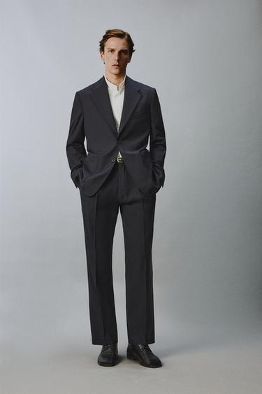 100% WOOL RELAXED FIT SUIT BLAZER - Navy blue by Zara - Image 0