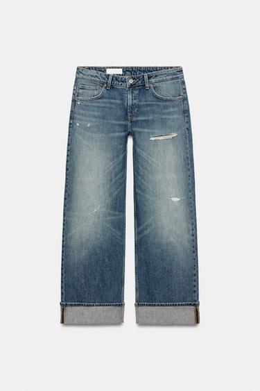 JEANS FOLDED DENIM TRF TIRO BAJO - Azul de Zara