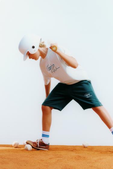 Zaras BRODERADE JOGGINGSHORTS - Grön - Bild 0