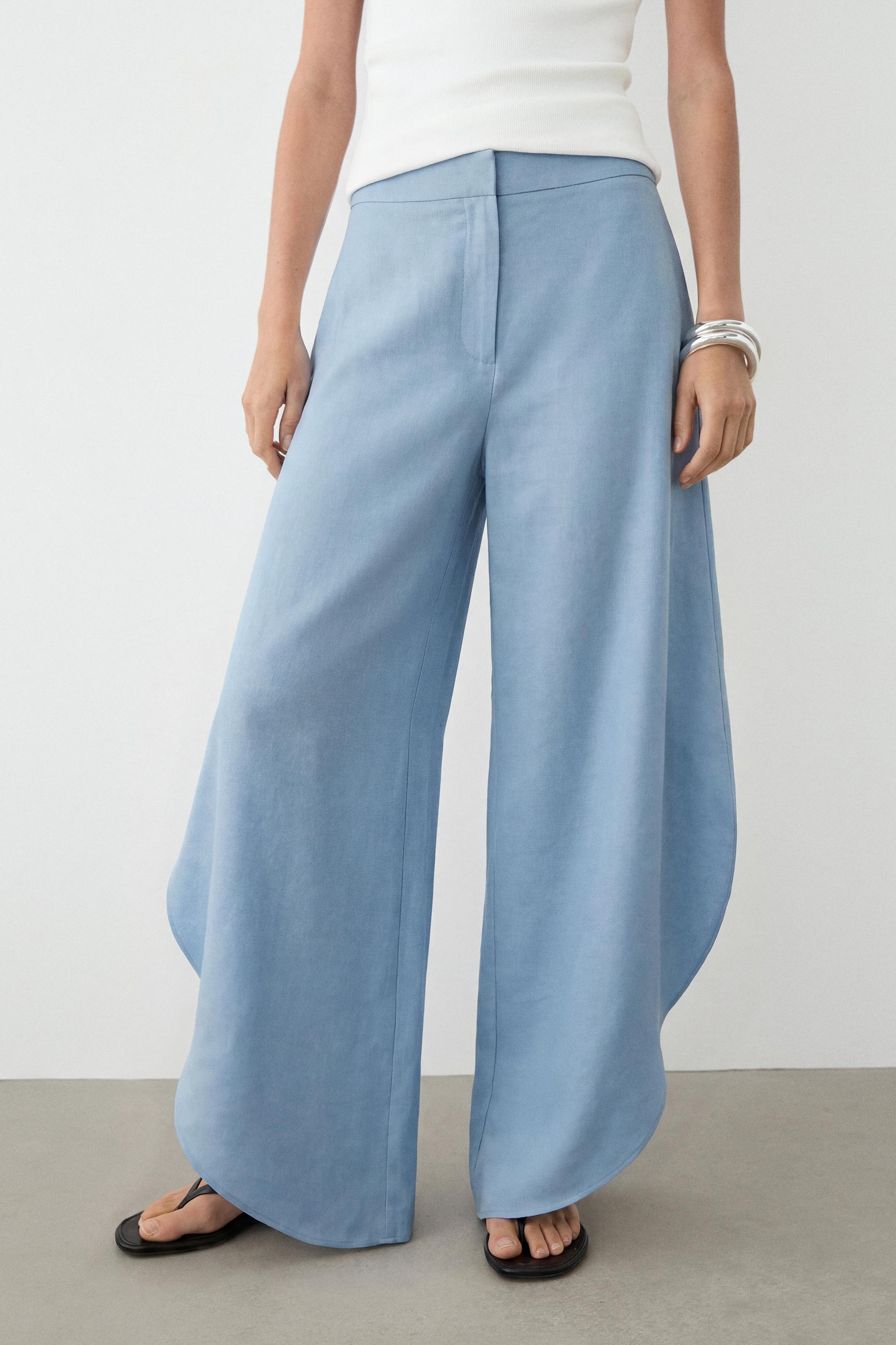 Voluminous flowing linen blend pants