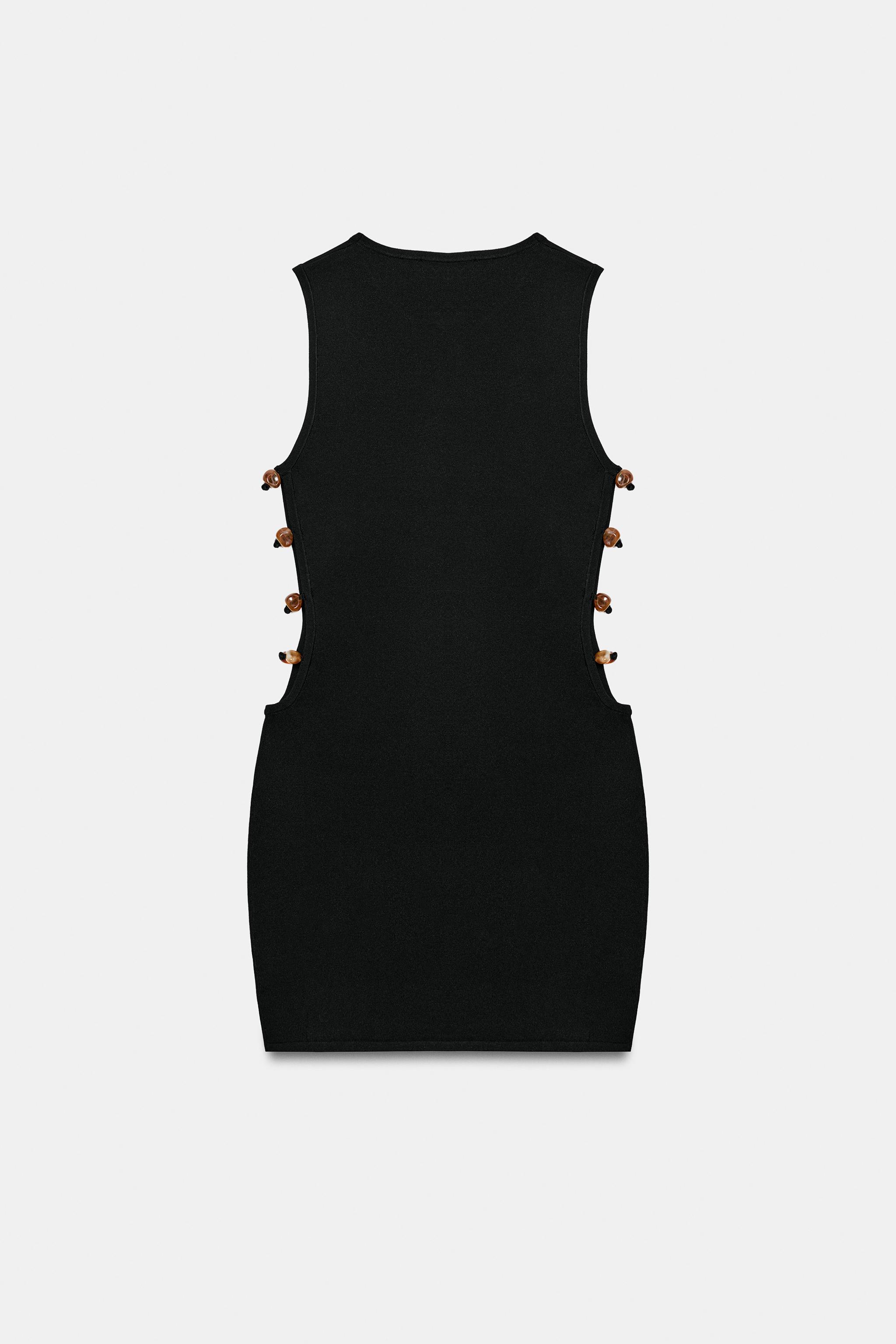 BEADED KNIT CUT-OUT MINI DRESS