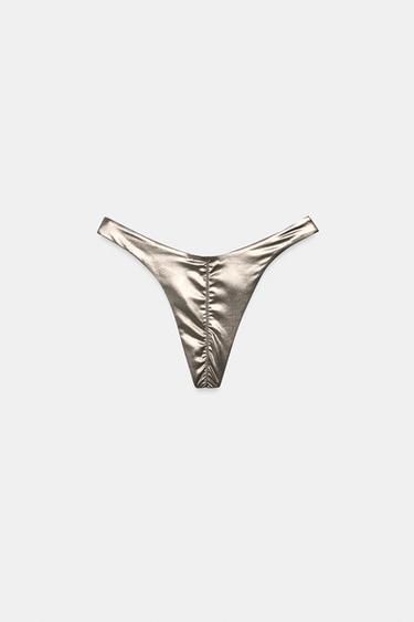 METALLIC BIKINI BOTTOMS - Dark silver by Zara - Image 12