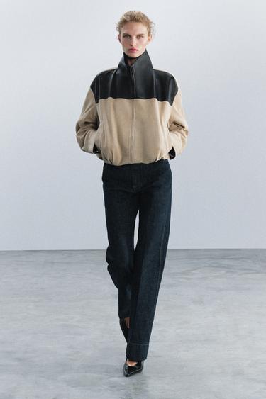 Zara ZW COLLECTION 100% LEATHER JACKET - Light camel