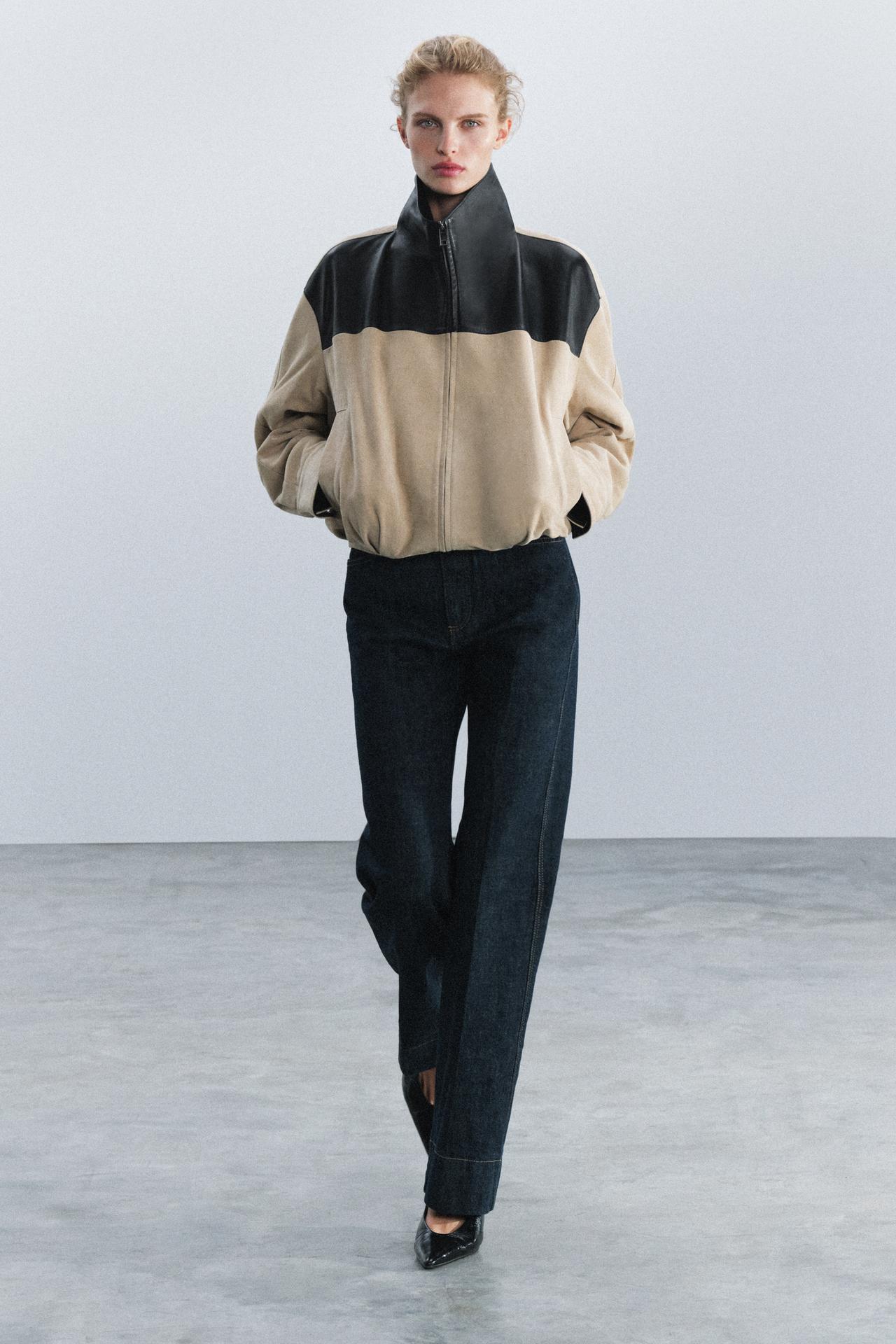 ZW COLLECTION 100% LEATHER JACKET — Light camel
