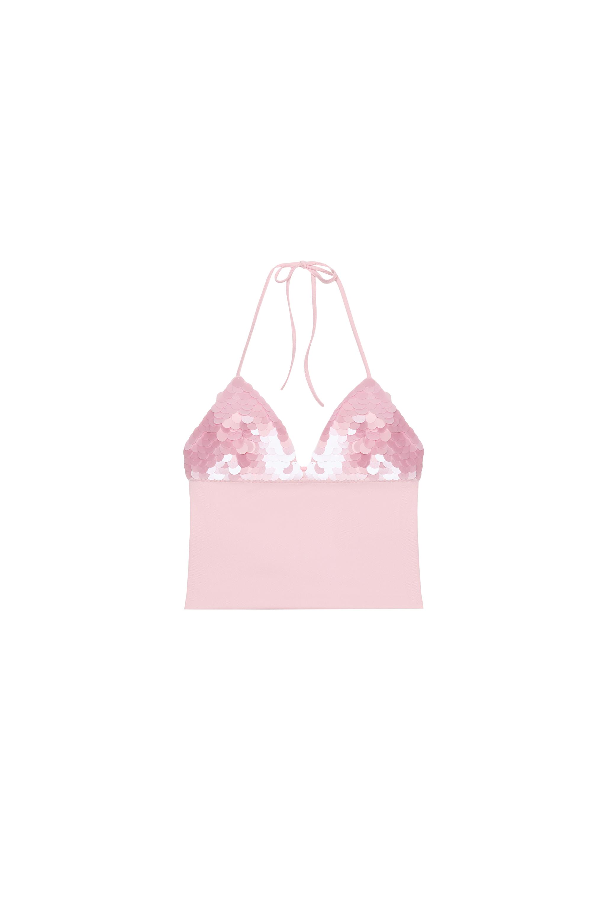 COMBINED SEQUIN HALTER TOP - Pastel pink | ZARA United States