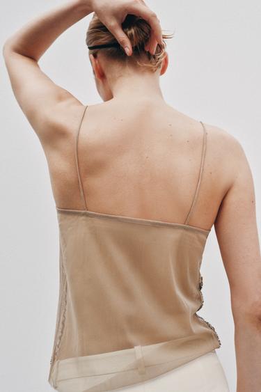 BEADED SEQUIN TULLE TOP - Golden by Zara - Image 2
