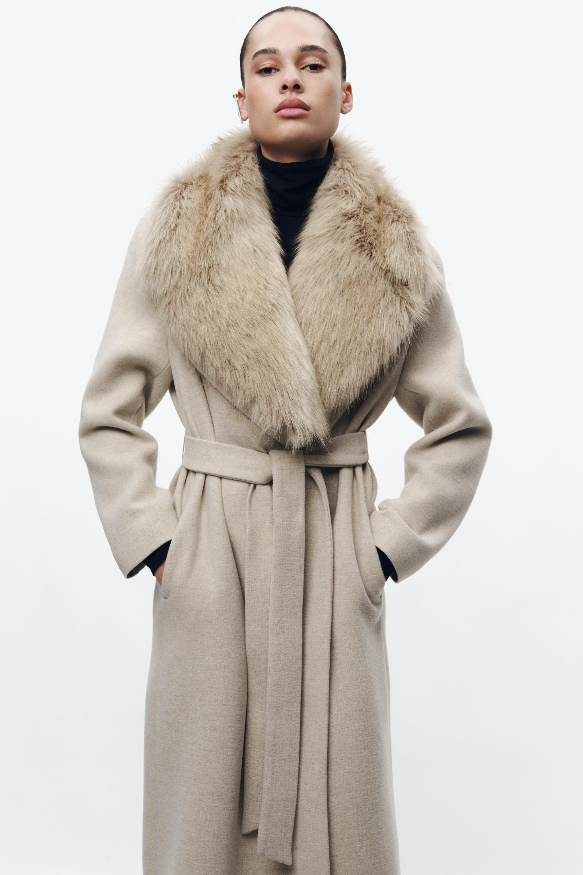 Zara coat with discount faux fur hood