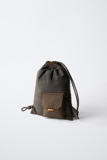 ZARA TIMELESS - CHECK PRINT SACK BACKPACK — Brown 2