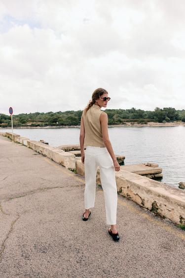 JEAN Z1975 BARREL TAILLE MI-HAUTE RAYURE REPASSÉE - Blanc de Zara - Image 3