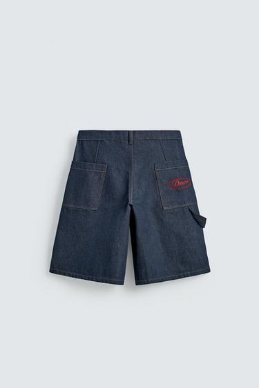 JORTS EN DENIM AVEC POCHE BRODÉE - Indigo de Zara - Image 6