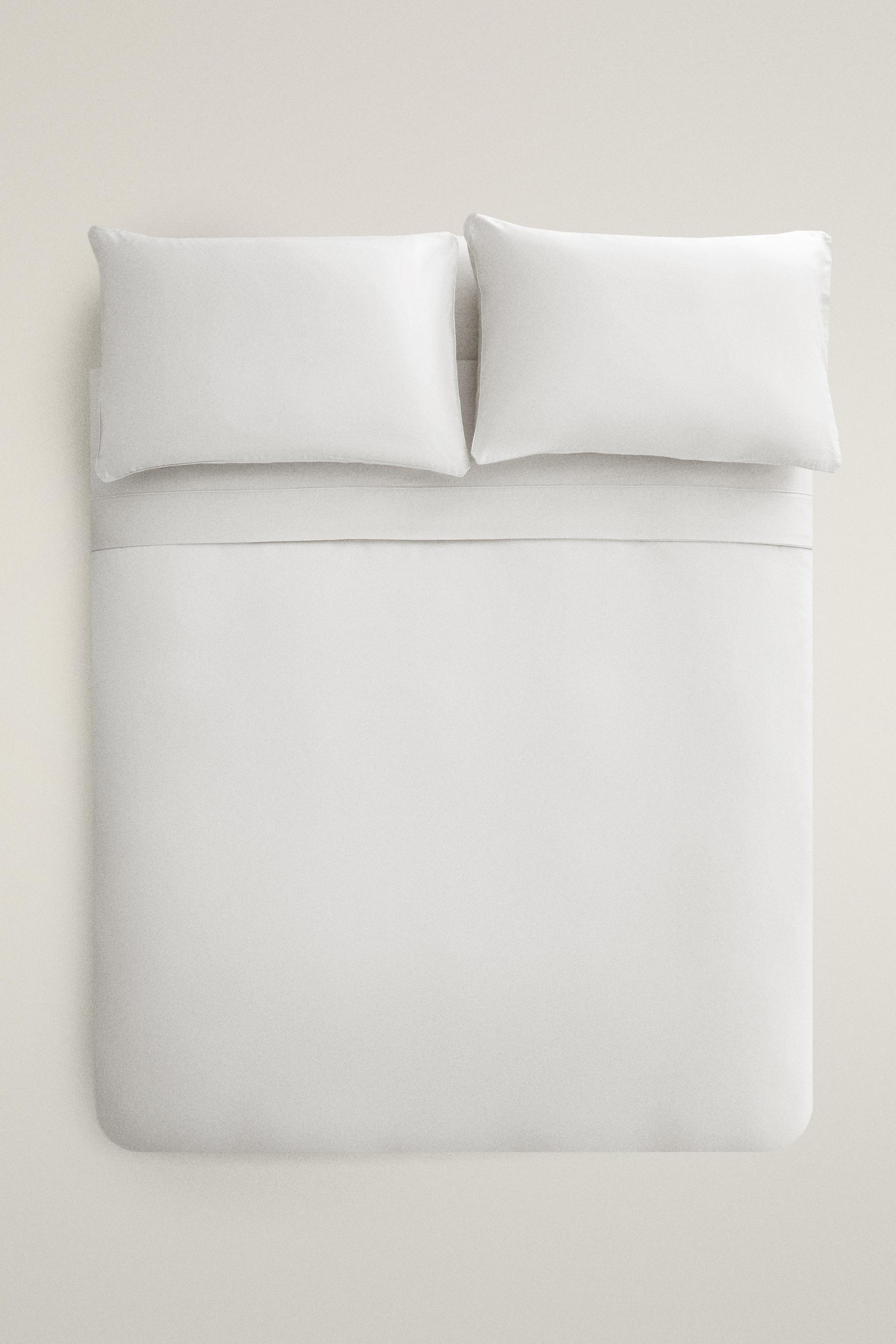 【セールお値下げ】ZARA  掛け布団カバー180×220cmセミダブル サテン 掛け布団カバー（500スレッド） - ホワイト | ZARA Japan / 日本