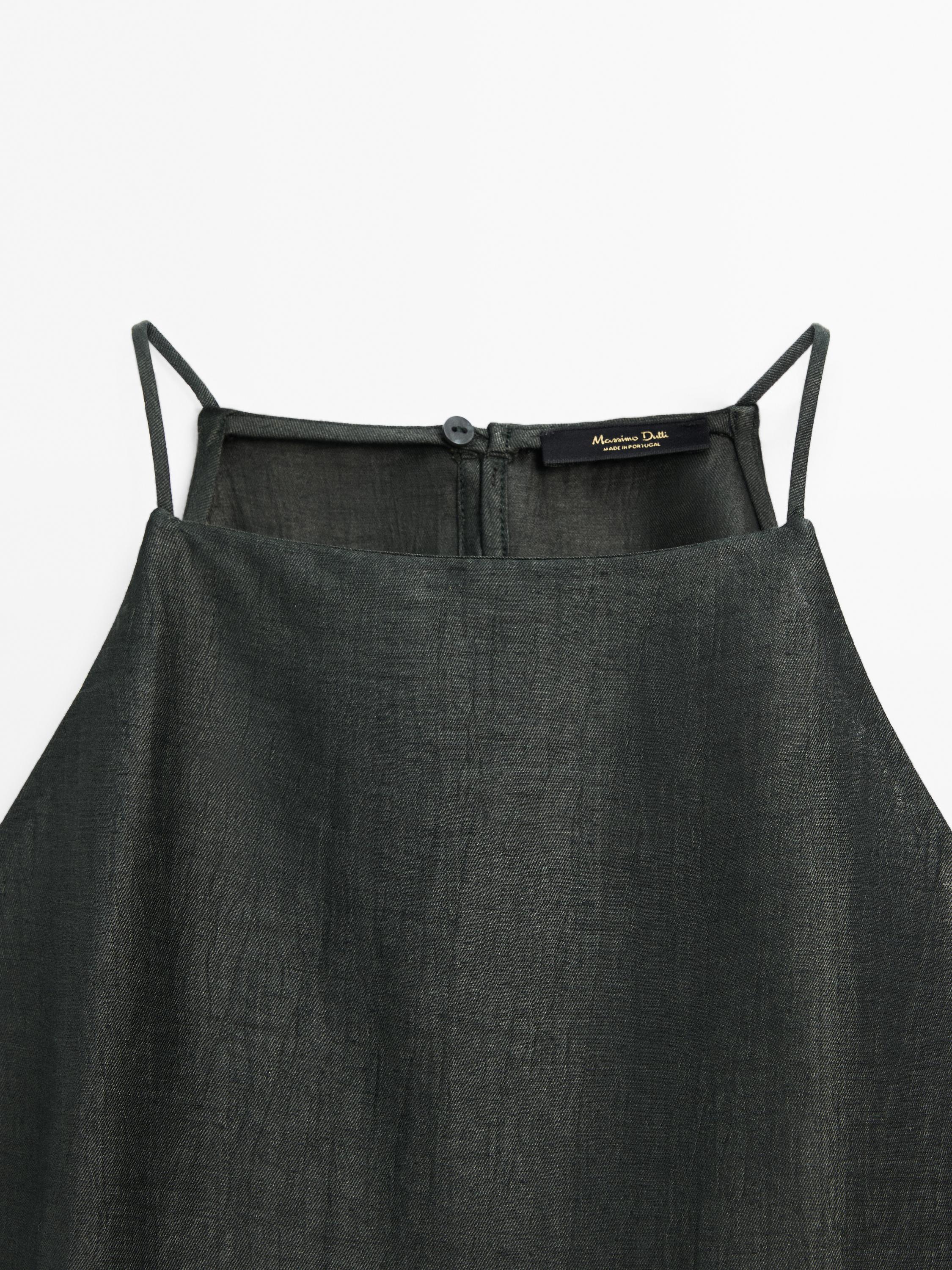 Zara HOOK AND EYE LINEN BLEND HALTER TOP