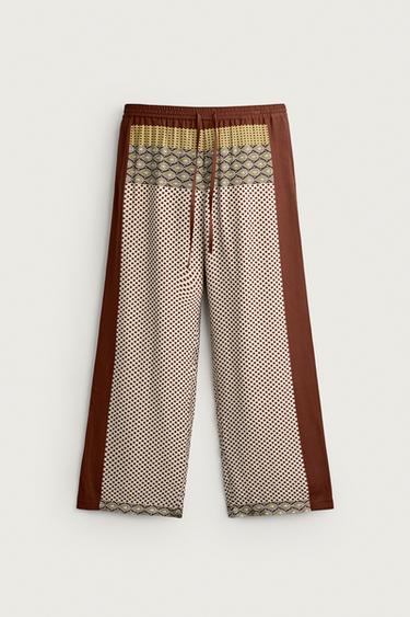 Zara LIMITED EDITION MIXED PRINT FLOWY PANTS - Printed