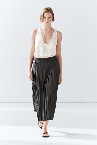 Zara Pleated midi skirt with appliqué - Gray - Image 0