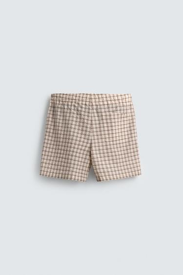 TEXTURED CHECK BERMUDA SHORTS - Beige by Zara - Image 7
