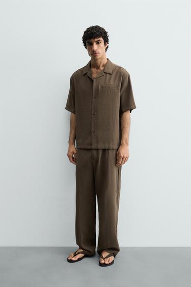 RELAXED FIT FLOWING TROUSERS - Brown / Taupe by Zara