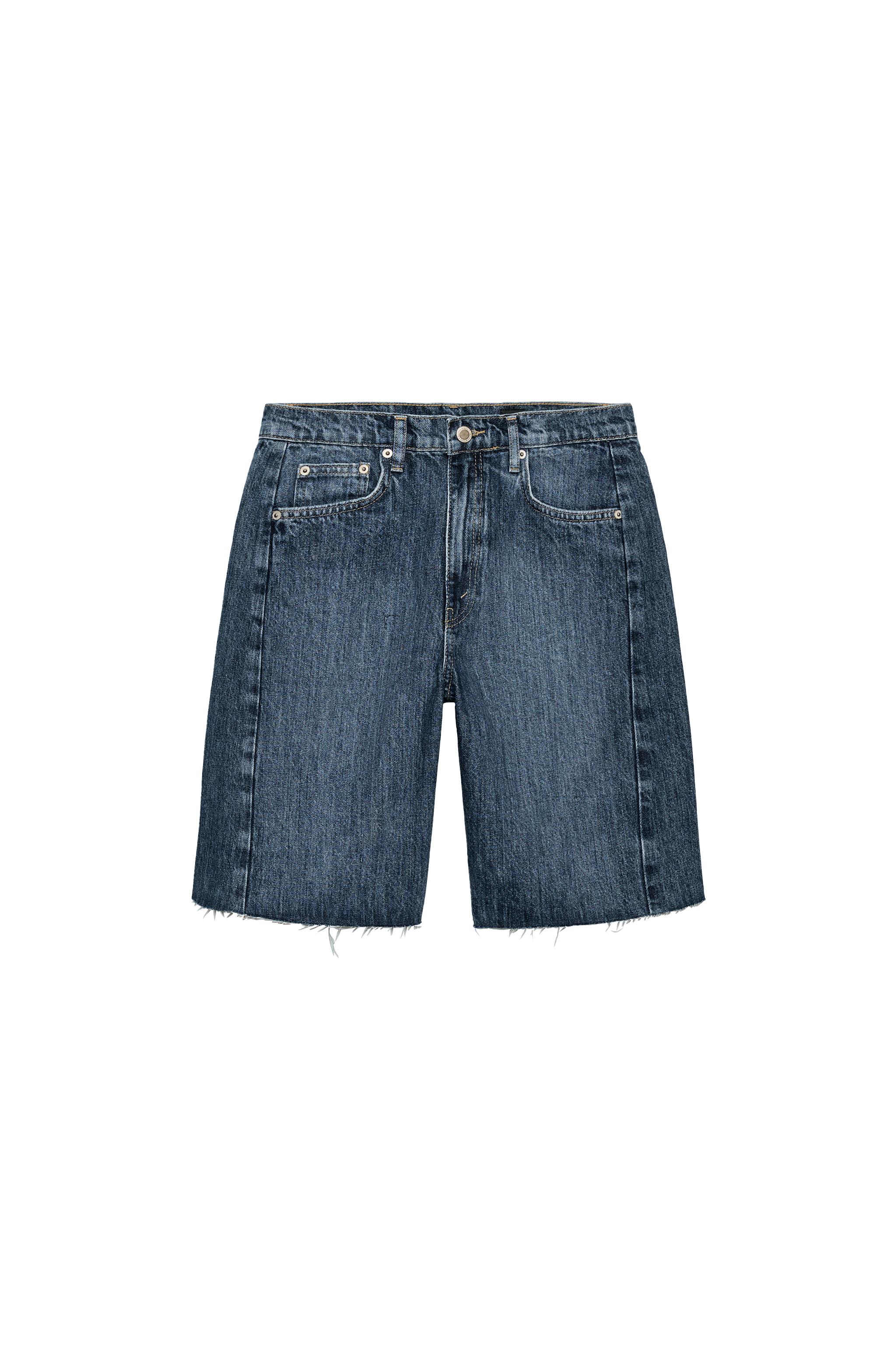 ZW COLLECTION RELAXED FIT MID-RISE DENIM SHORTS - Mid-blue | ZARA