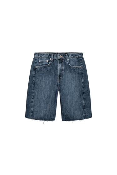 BERMUDA DENIM RELAXED TIRO MEDIO ZW COLLECTION - Azul medio de Zara