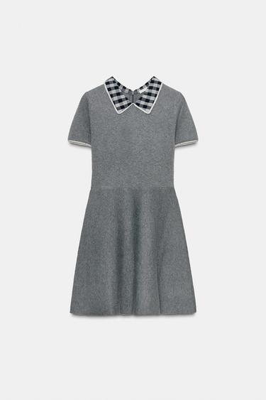 ROBE COL EN MATIÈRES VARIÉES - Gris de Zara - Image 3