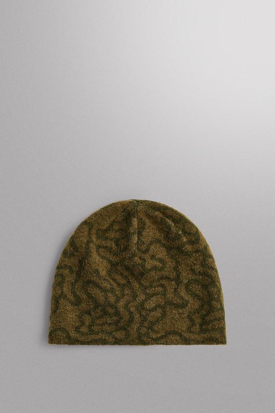 JACQUARD WOOL BLEND BEANIE - Mid-green by Zara - Image 0