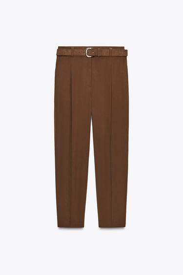 FLOWING TROUSERS WITH BELT - Tobacco by Zara