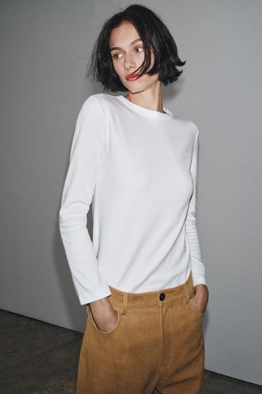 INTERLOCK LONG SLEEVE T-SHIRT - White by Zara