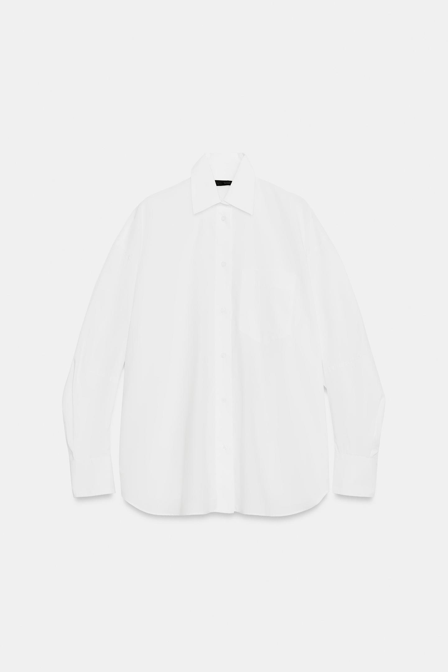 Женская рубашка Zara Oversized Pocket, цвет: Белый — фото 7