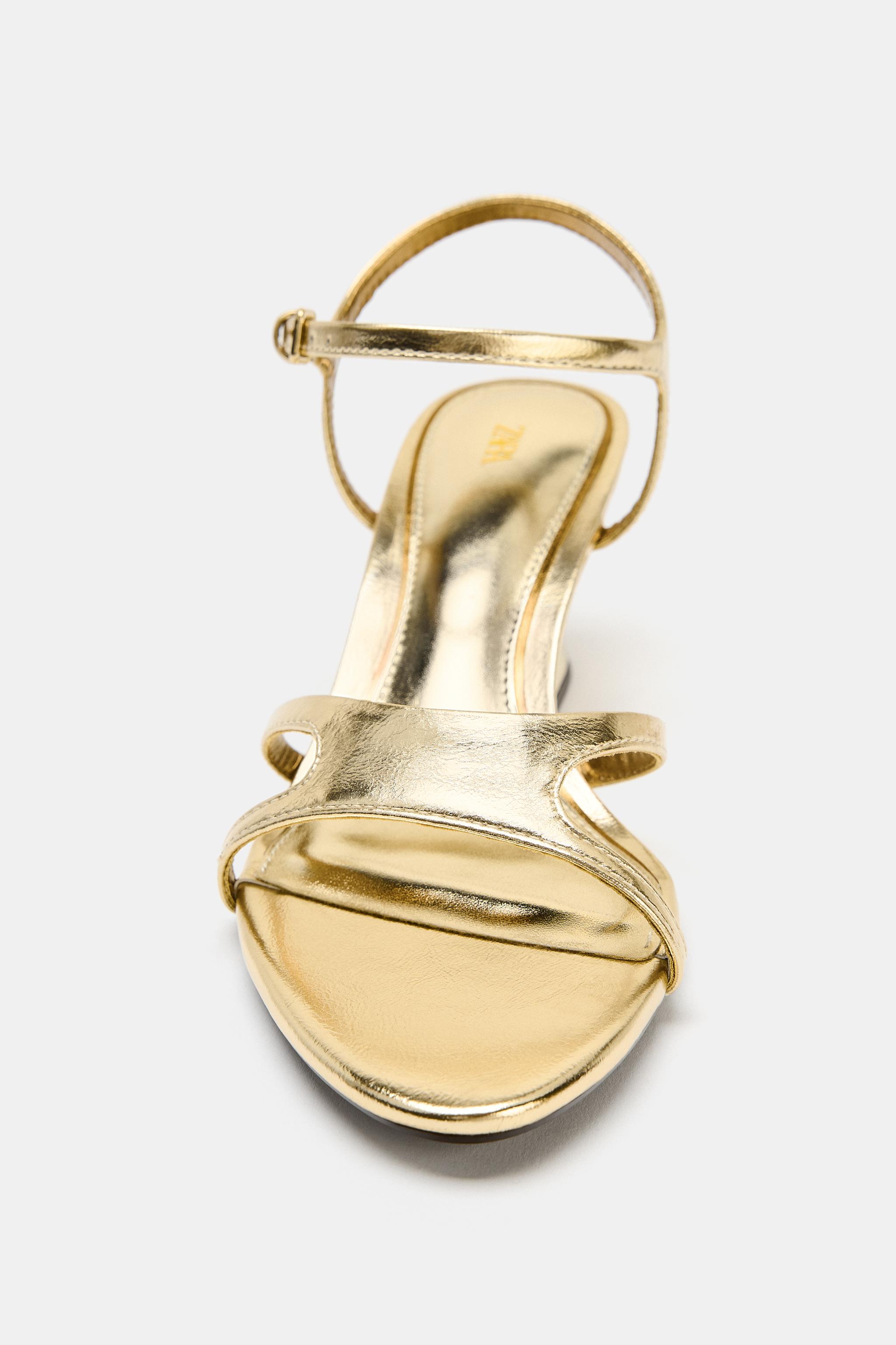 METALLIC HEELED SANDALS - Gold | ZARA Turkey