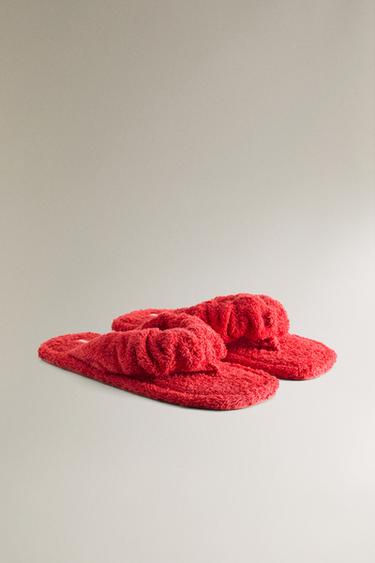 FLAT TERRY SANDALS - Red by Zara - Image 1