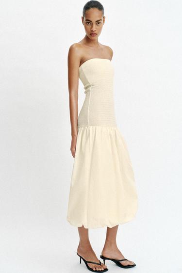 COMBINED BANDEAU DRESS - Ecru by Zara - Image 4