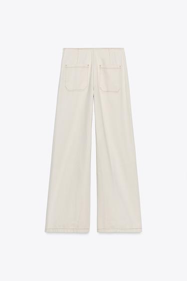 JEAN Z1975 WIDE LEG TAILLE HAUTE FANTAISIE - Écru de Zara - Image 6