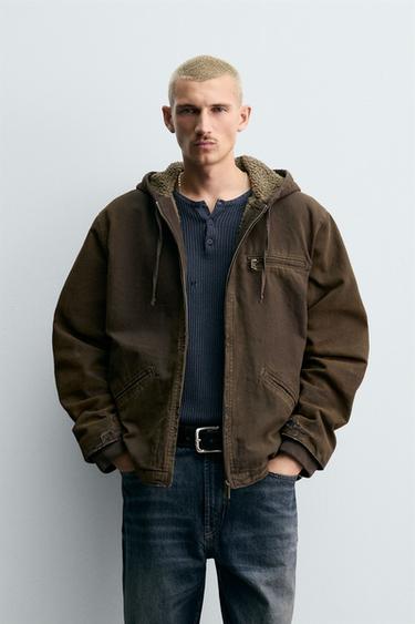Zara VINTAGE WASH JACKET - Brown