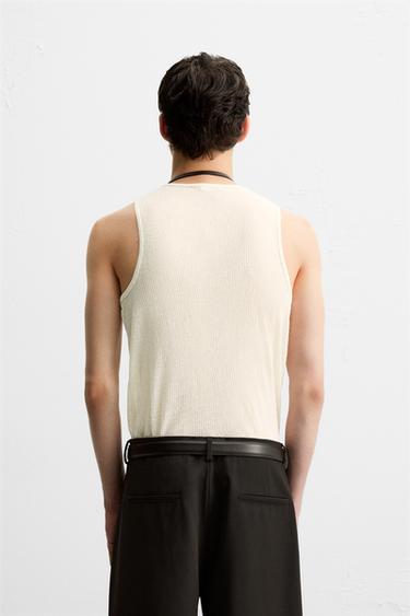 T-SHIRT DÉBARDEUR SEMI-TRANSPARENT - Écru de Zara - Image 2