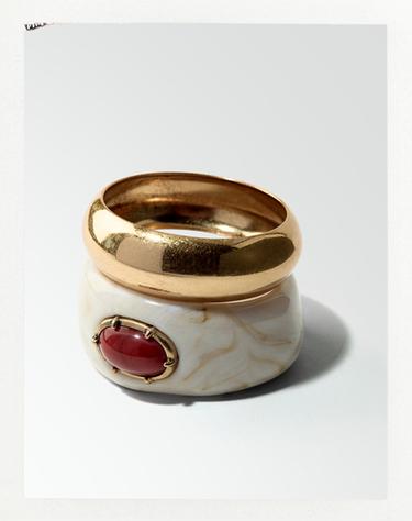 Zara PACK OF METAL AND RESIN BRACELETS - Cream